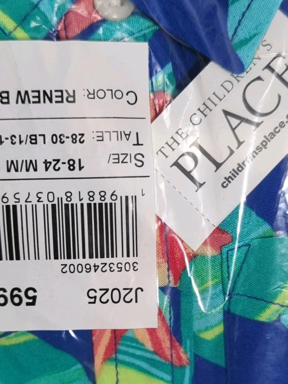 The Children's Place Renew Blue Tropical Print Shirt
